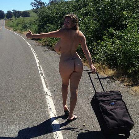 Candid shots of a hitchhiking September Carinno